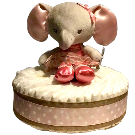 Amazing Pink Elephant Diaper Cake for Baby Girls